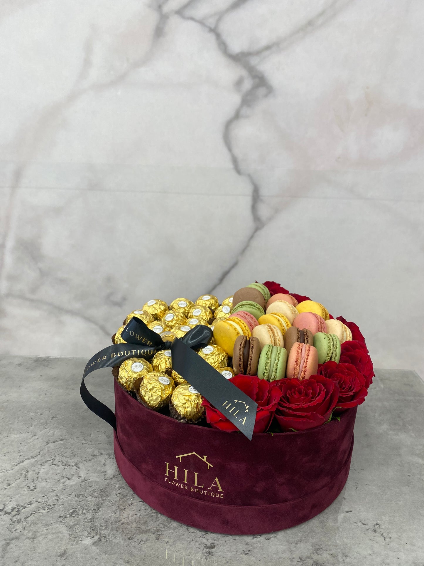 Roses, Rocher & Macaroons - Classic Round Hat Box