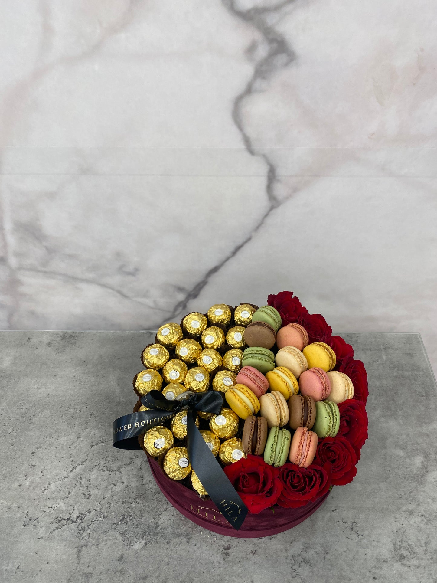 Roses, Rocher & Macaroons - Classic Round Hat Box